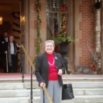 Sue Glovier in front of Governor's mansion in Raleigh