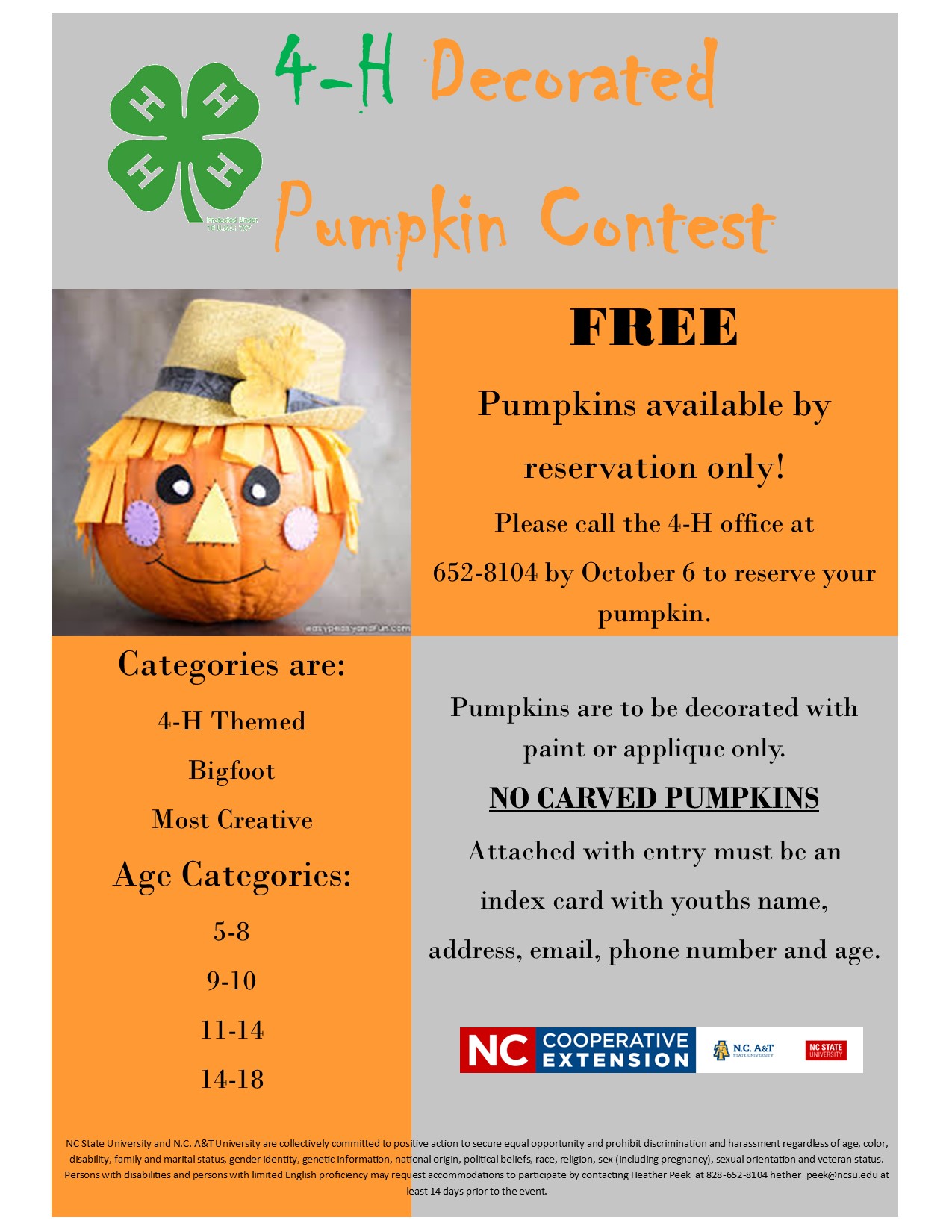 McDowell County 4H Decorated Pumpkin Contest N.C. Cooperative Extension