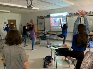 students exercising