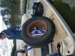 tire on boat