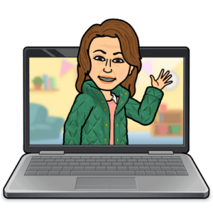 Bitmoji of Molly Sandfoss coming out of a computer