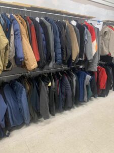 coats on a rack