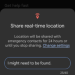 Emergency sharing screenshot