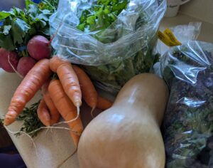 veggies purchased from tailgate market