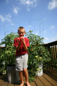 kid with a tomato