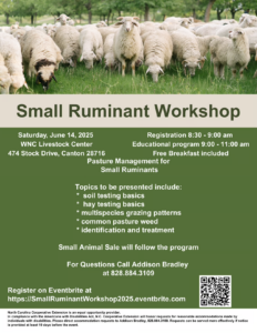 Image of sheep grazing on grass, all information on poster is written below